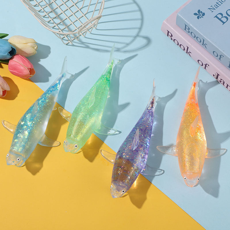 （Pre Order）Squishy Squeeze Glitter Shark Toy