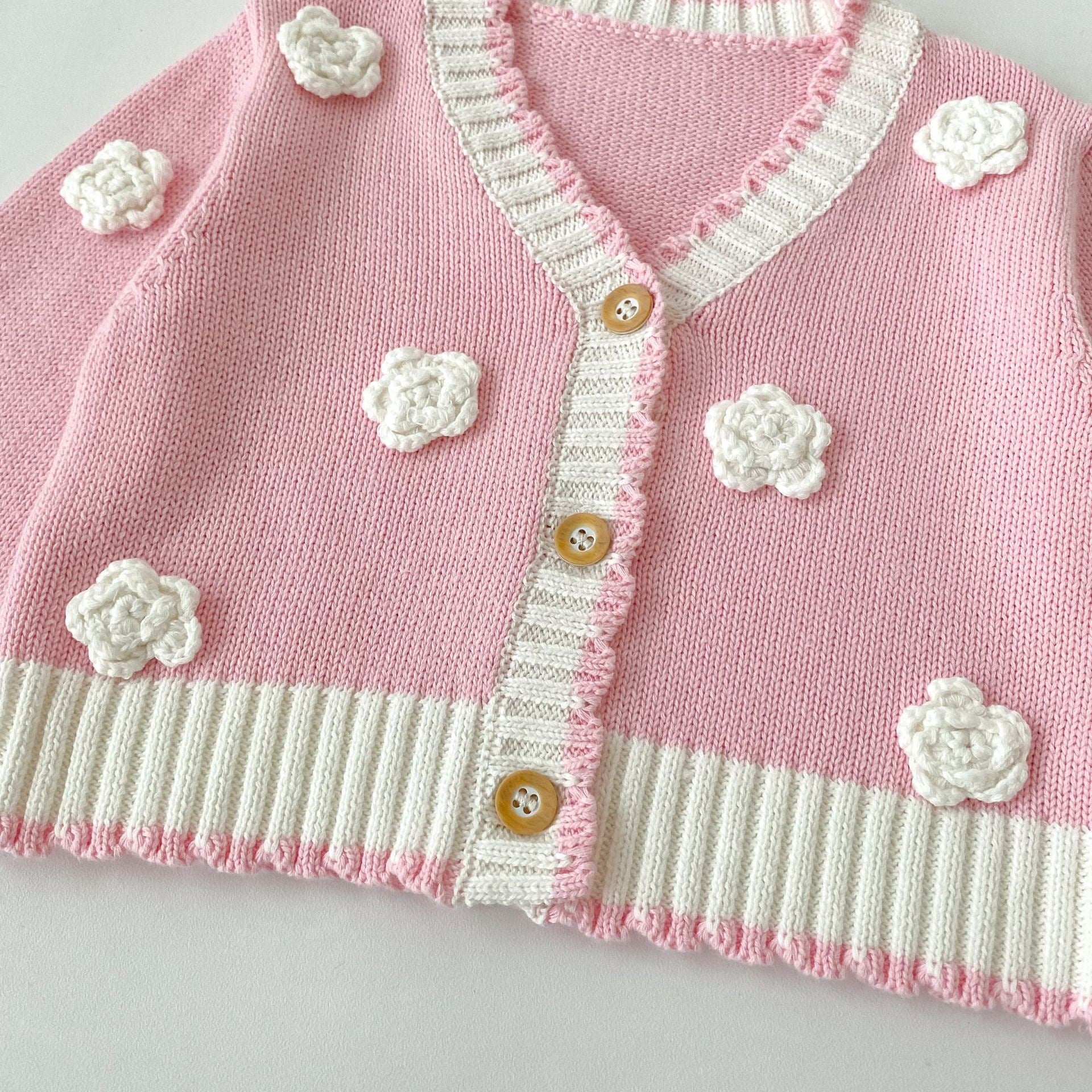 （Pre Order 2 Weeks）Toddler Girls Floral Pink Knitted Cardigan