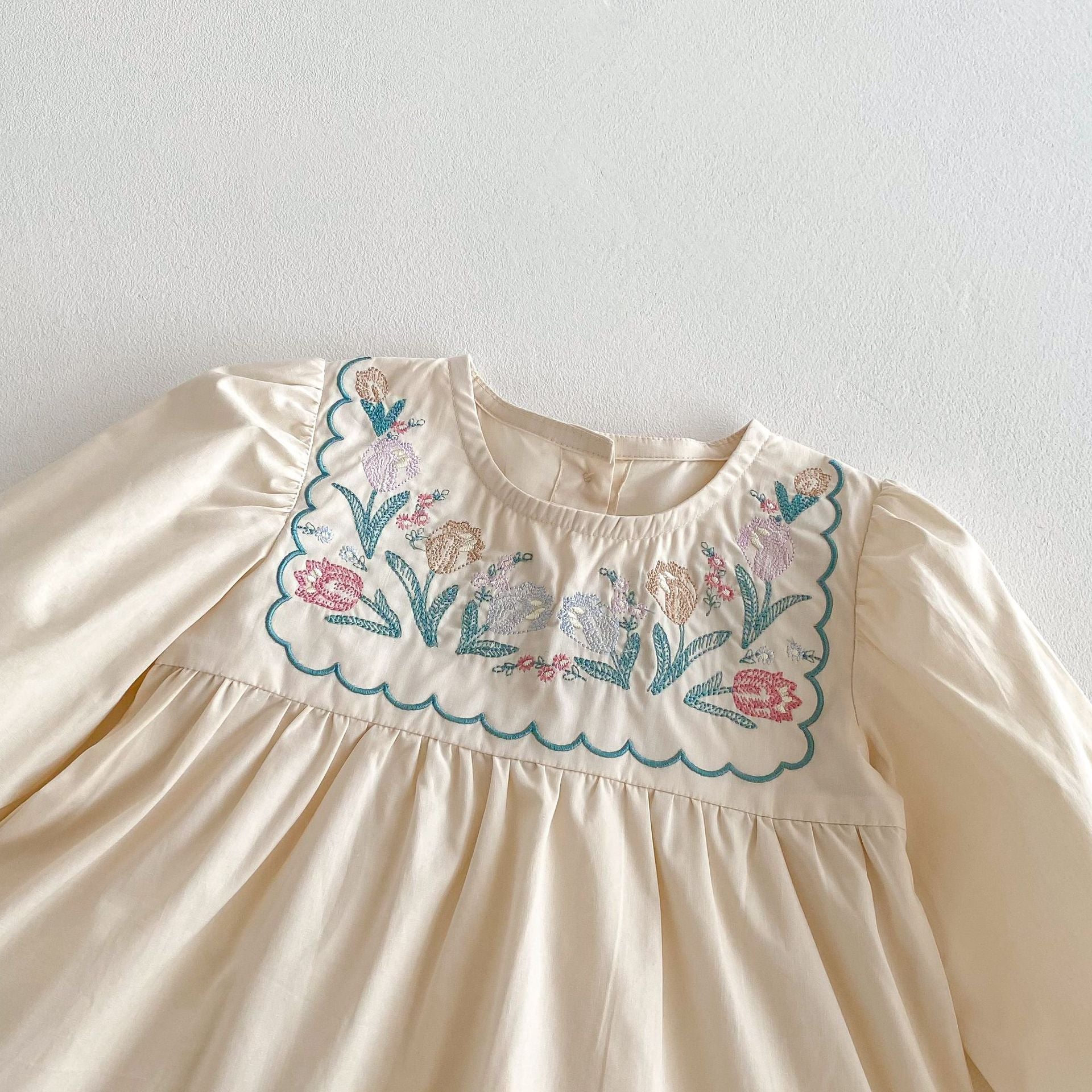 （Pre Order 2 Weeks）Girls Fall Floral Embroidery Dress
