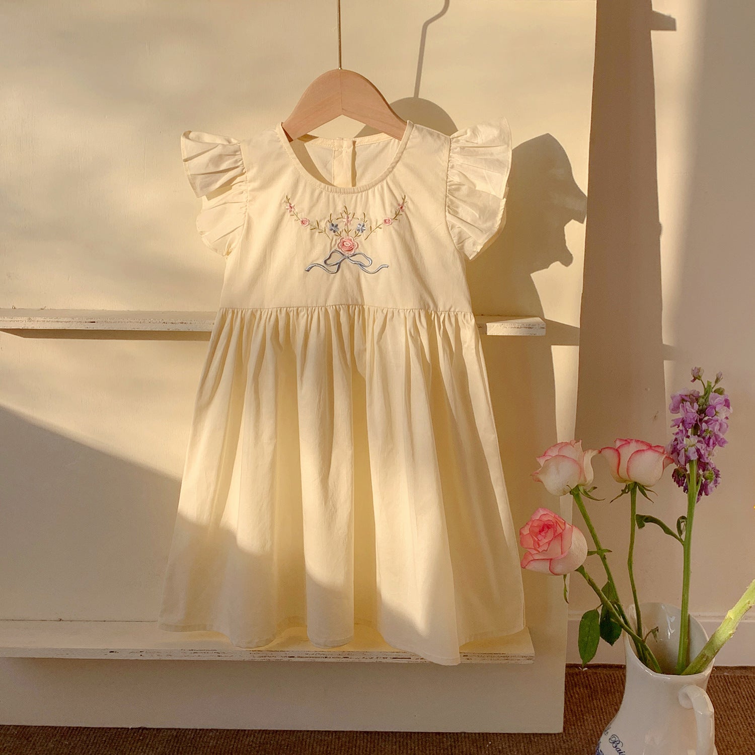（In Production）Girls Spring&Summer Embroidery Flying Sleeves Dress