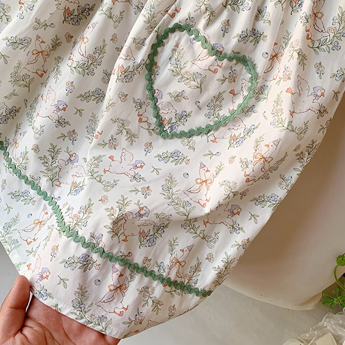 （In Production）Girls Spring&Summer Goose Embroidery Dress