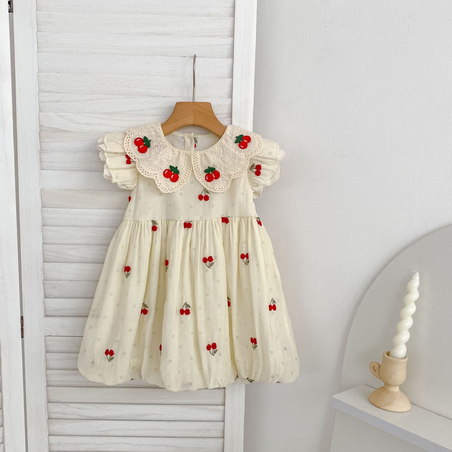 （In Production）Sisters Summer Cherry Embroidery Dress&Romper