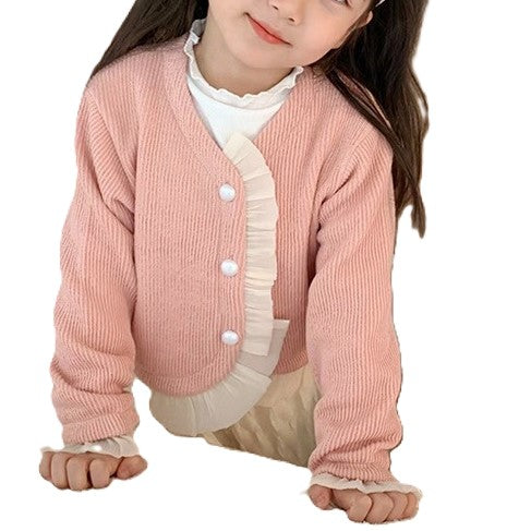 （In Production）Girls Fall&Winter Ruffle Sweater Cardigan