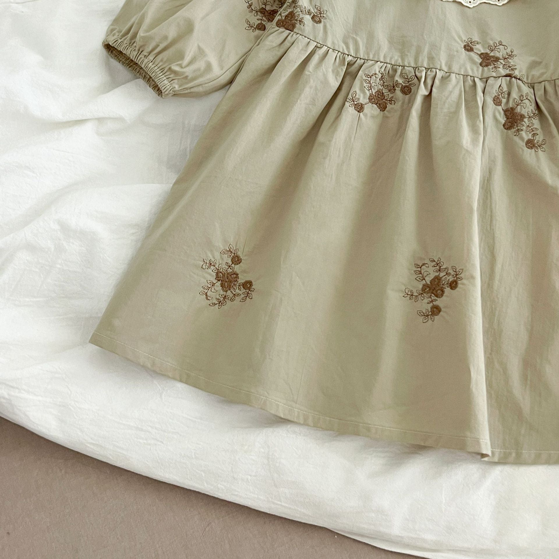 （Pre Order 2 Weeks）Sisters Fall Floral Embroidery Lace Ruffle Dress&Romper