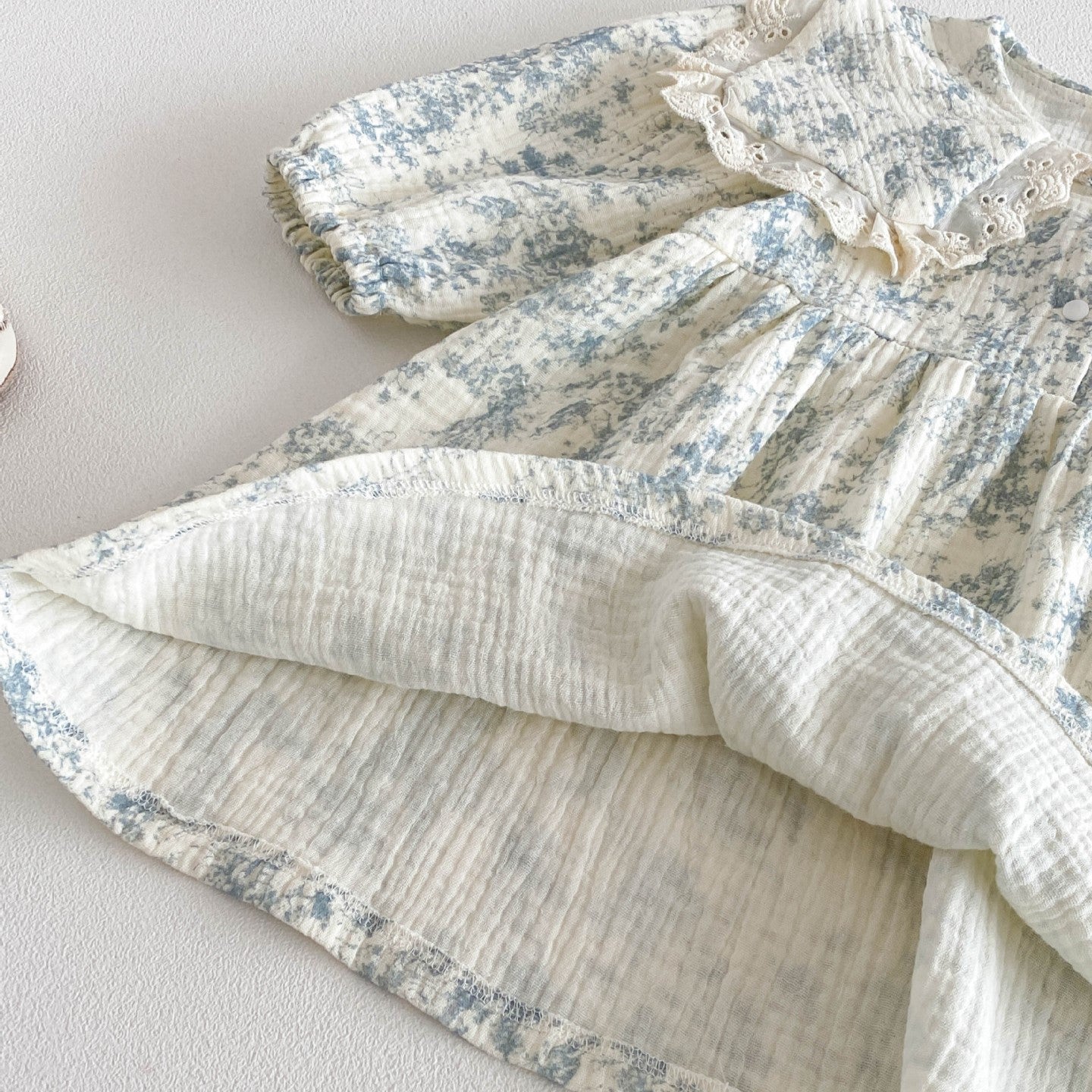 （In Production）Girls Fall Floral Print Lace Collar Dress