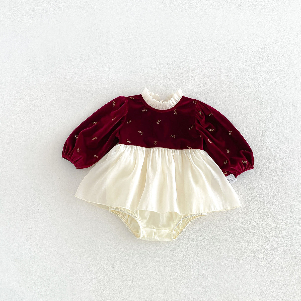 （Pre Order 2 Weeks）Toddler Girls Fall Bow Red Velvet Tulle Romper