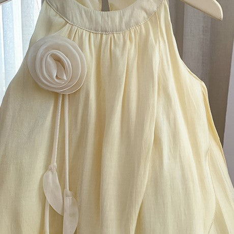 （In Production）Girls Spring&Summer Floral Mesh Halter Dress