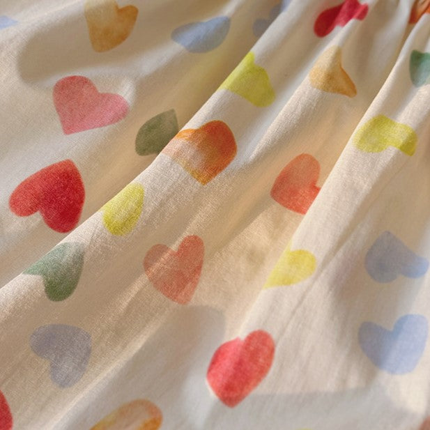 （In Production）Girls Spring and Summer Love Print Flying Sleeves Dress