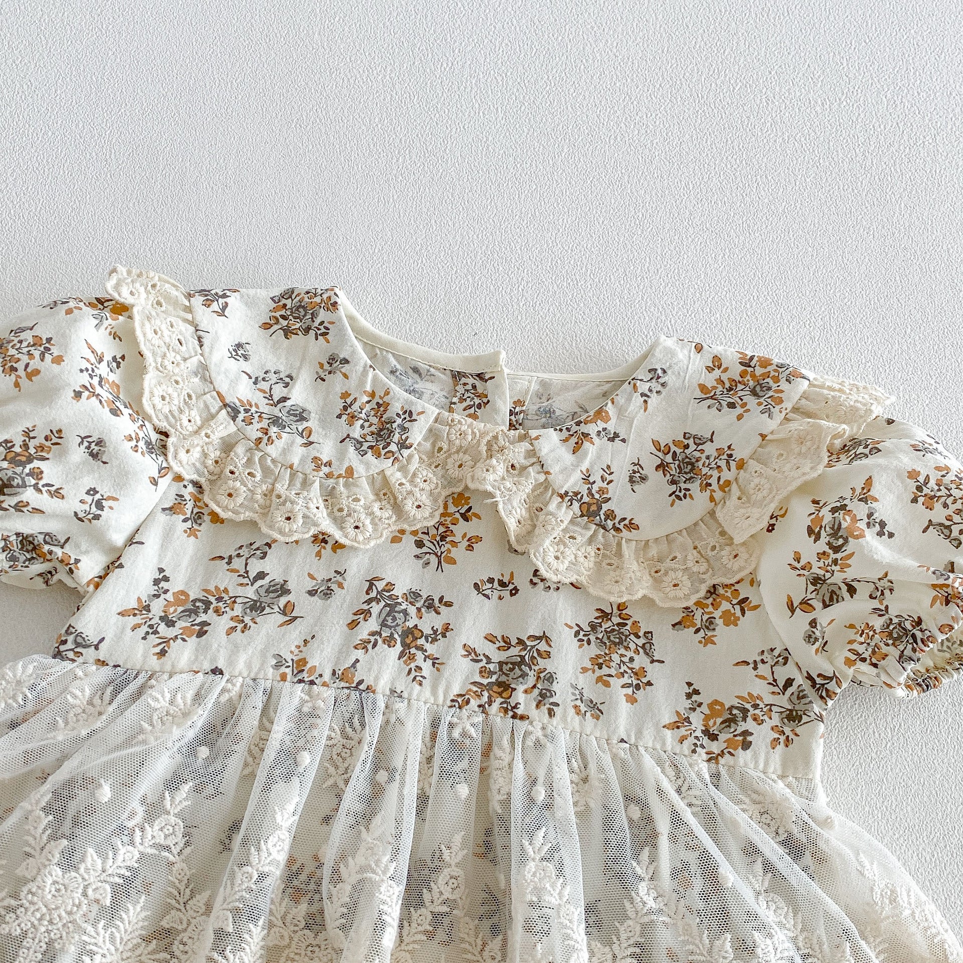 （In Production）Girls Fall Lace Ruffle Romper