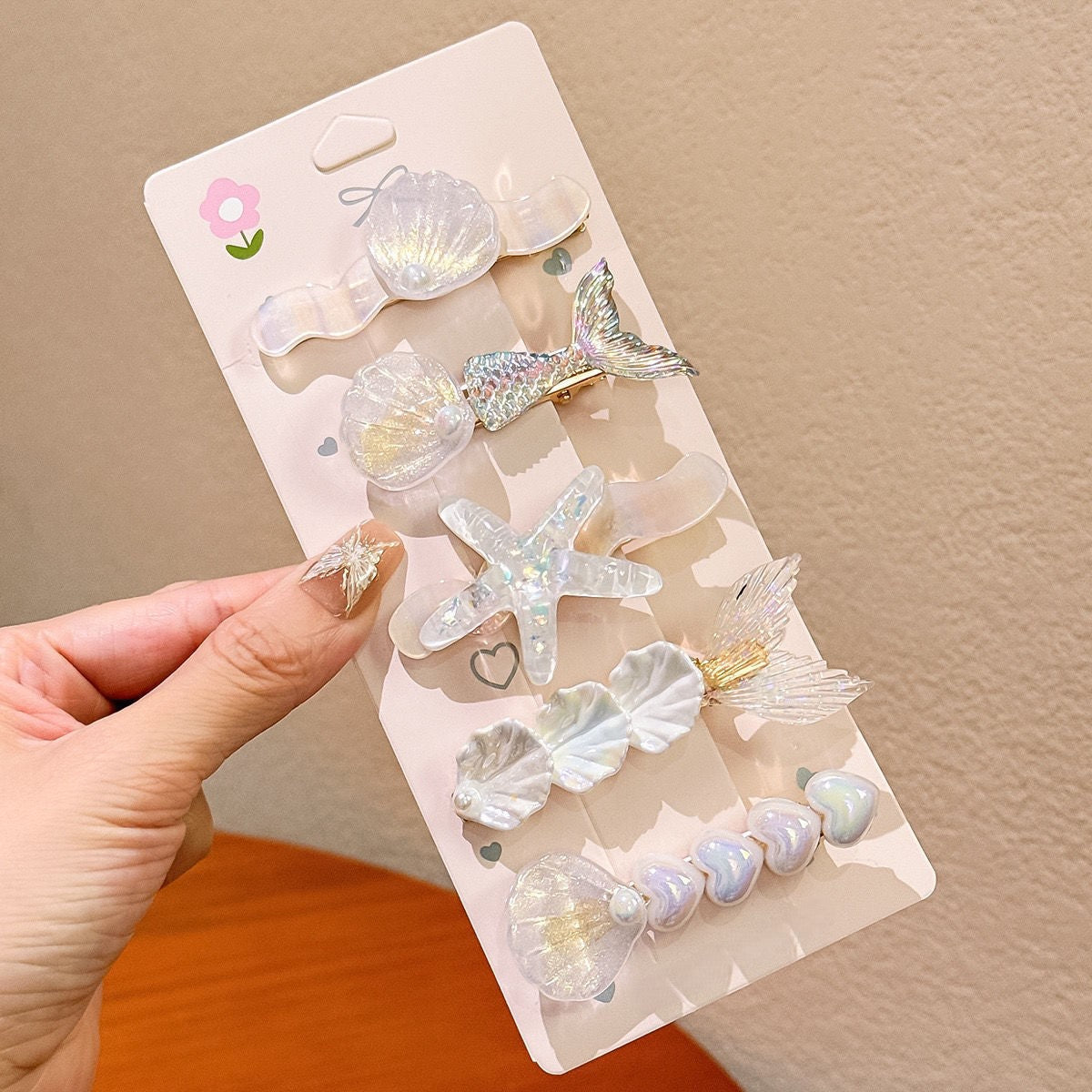 （Pre Order）Girls Summer Sea Shell Hair Clip 5 Pcs