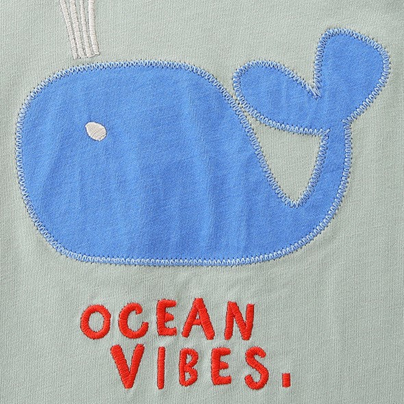 （In Production）Boys Spring&Summer Whale Applique Cotton Shorts Set