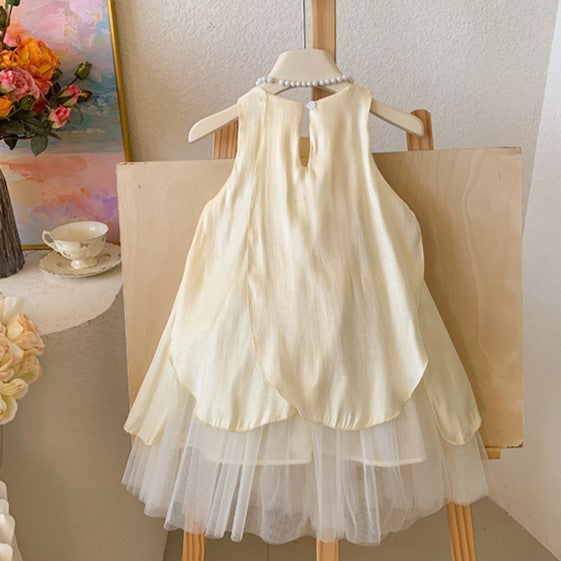 （In Production）Girls Spring&Summer Floral Mesh Halter Dress