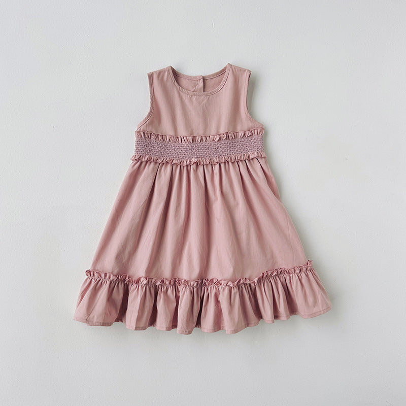 （In Production）Girls Spring&Summer Smocked Ruffle Sleeveless Dress