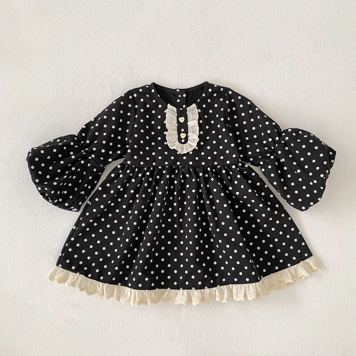（Pre Order 2 Weeks）Girls Fall&Spring Dot Lace Dress