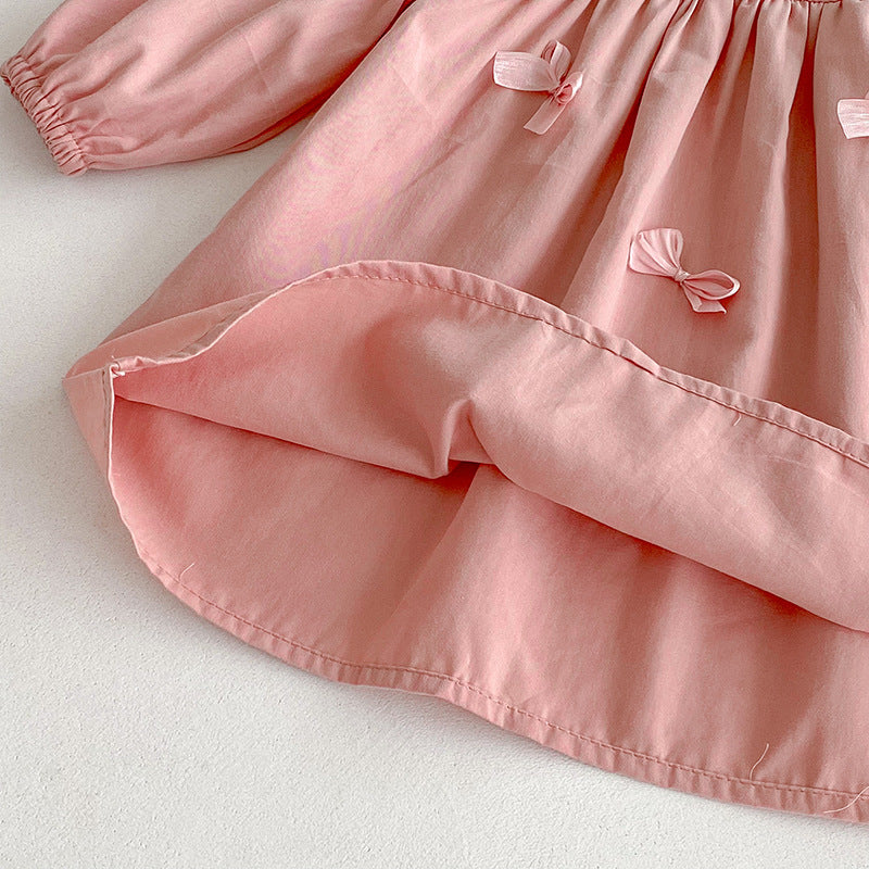 （In Production）Sisters Spring Pink Bow Doll Collar Dress&Romper