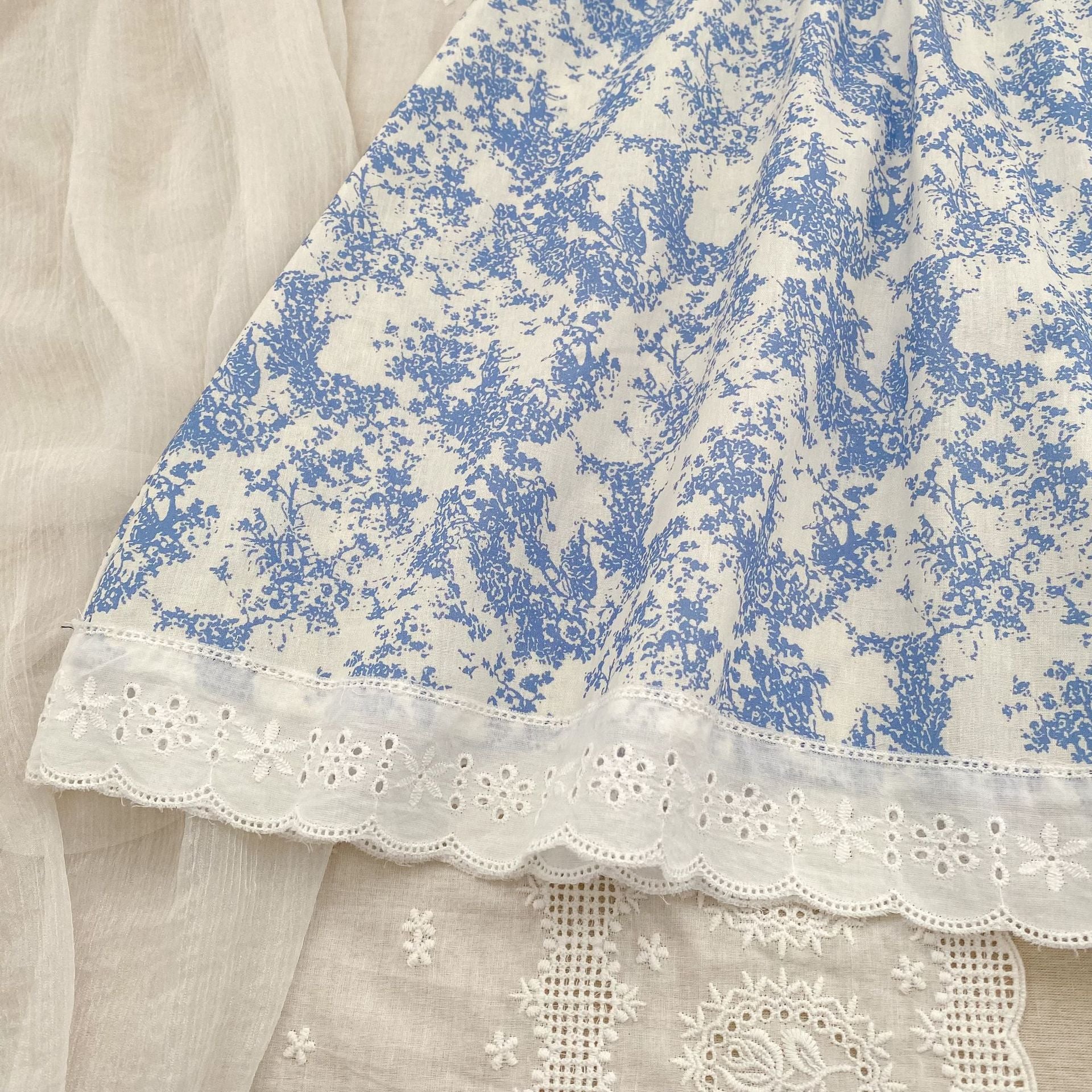 （In Production）Sisters Spring&Summer Floral Print Lace Dress,Romper
