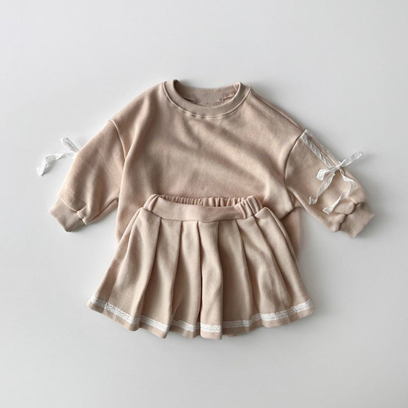 （In Production）Girls Fall Sweatshirt and Skirt Set