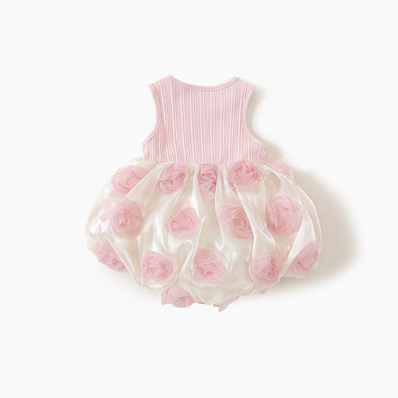 （In Production）Girls Rose Shaped Tulle Romper