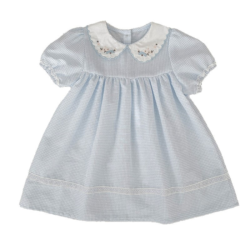 （In Production）One Pack(5 Pieces total)Sale Girls Scallop Embroidery Dress