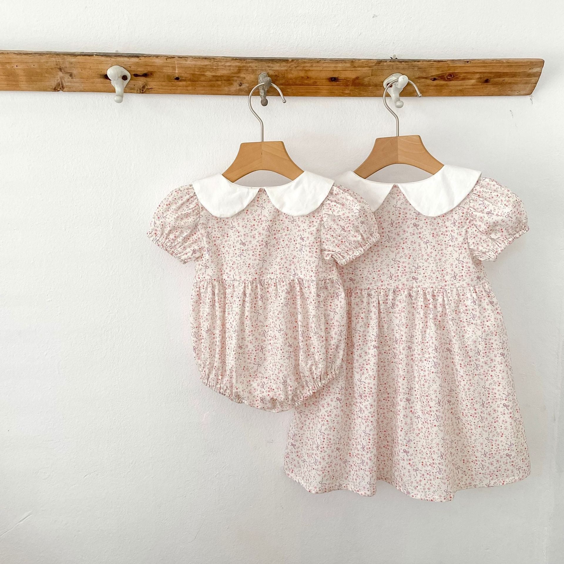 （Pre Order 2 Weeks）Sisters Floral Embroidery Baby Collar Dress&Romper