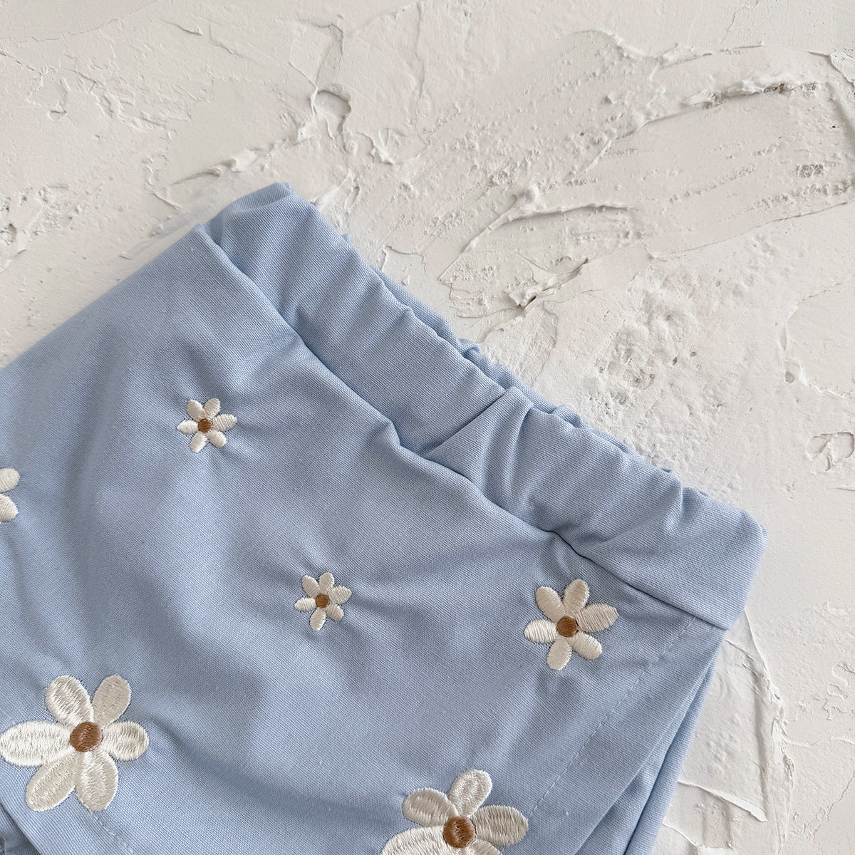 （In Production）One Pack(5 Pieces total)Sale Girls Summer Smocked Top Floral Embroidery Skort Set