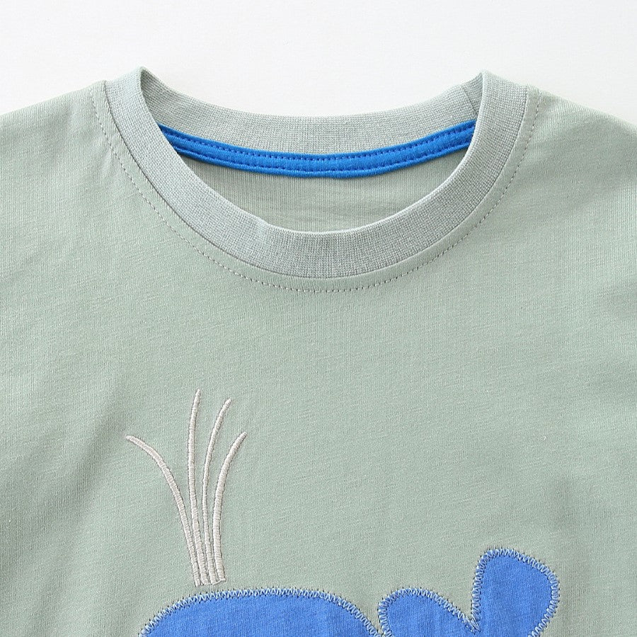 （In Production）Boys Spring&Summer Whale Applique Cotton Shorts Set