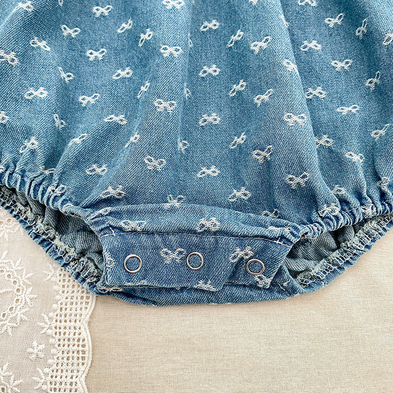 （Pre Order 2 Weeks）Sisters Fall Bow Ruffle Denim Dress&Romper