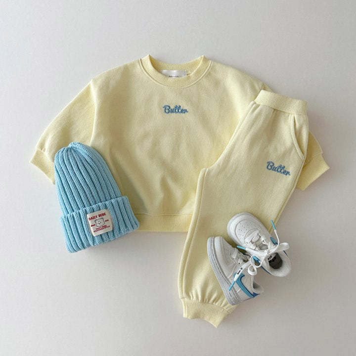 （Pre Order 2 Weeks）Girls Fall Butter Embroidery Sweatshirt Set