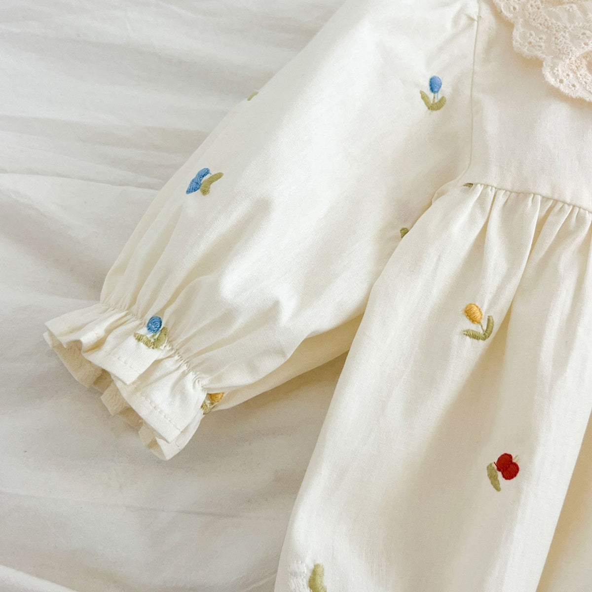 （Pre Order 2 Weeks）Sisters Fall Floral Embroidery Lace Dress&Romper