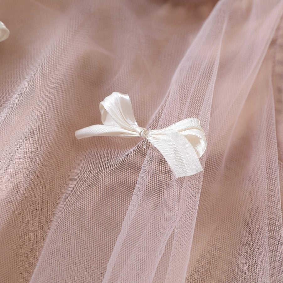 （In Production）Girls Pink Bow Tulle Dress