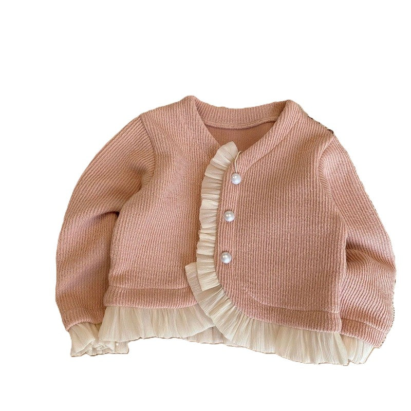 （In Production）Girls Fall&Winter Ruffle Sweater Cardigan