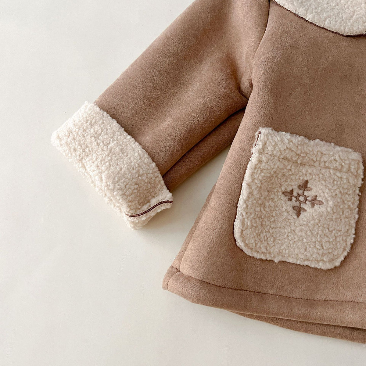 （Pre Order 2 Weeks）Girls Sherpa Collar Faux Suede Jacket