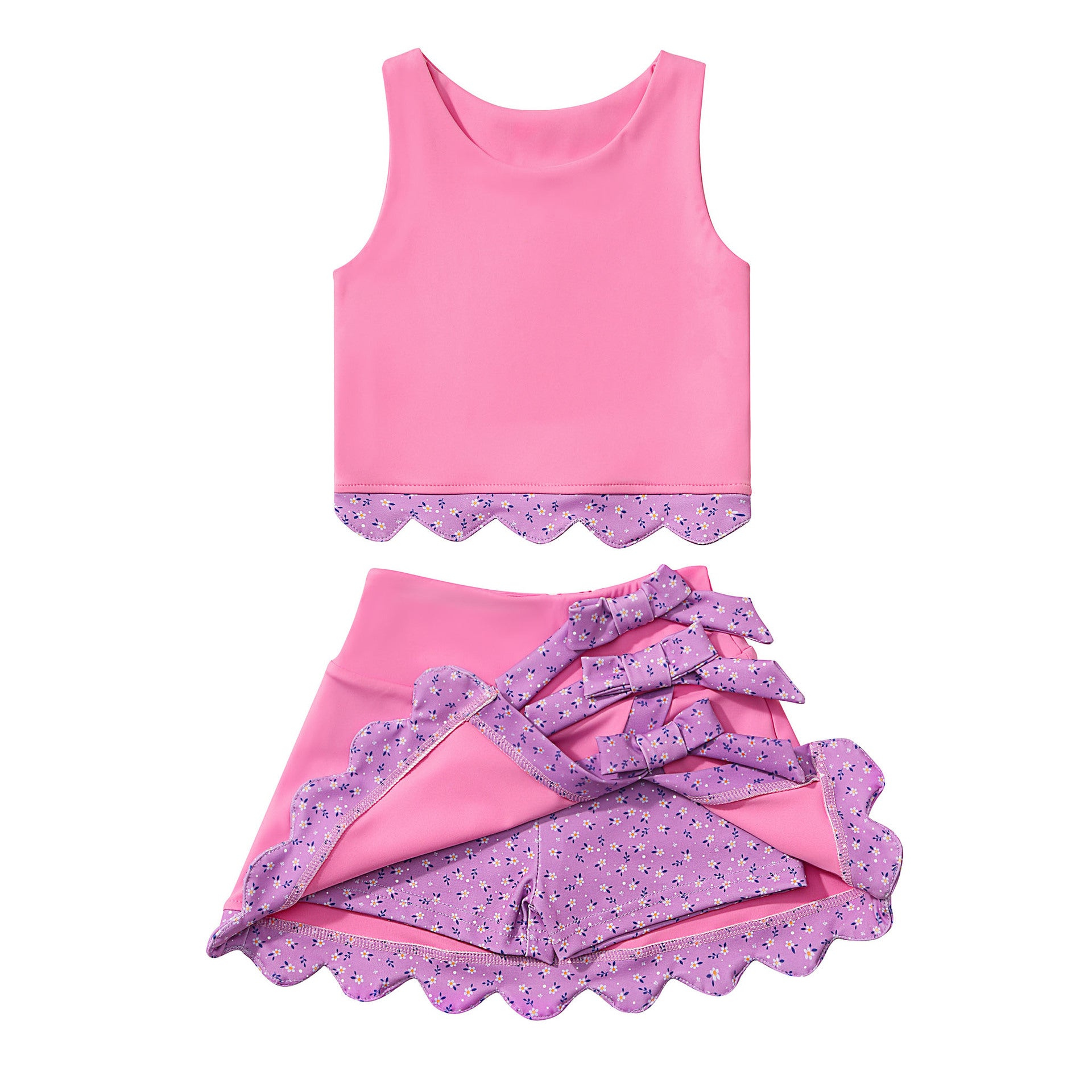 （In Production）Girls Spring&Summer Yoga Scallop Skort Set
