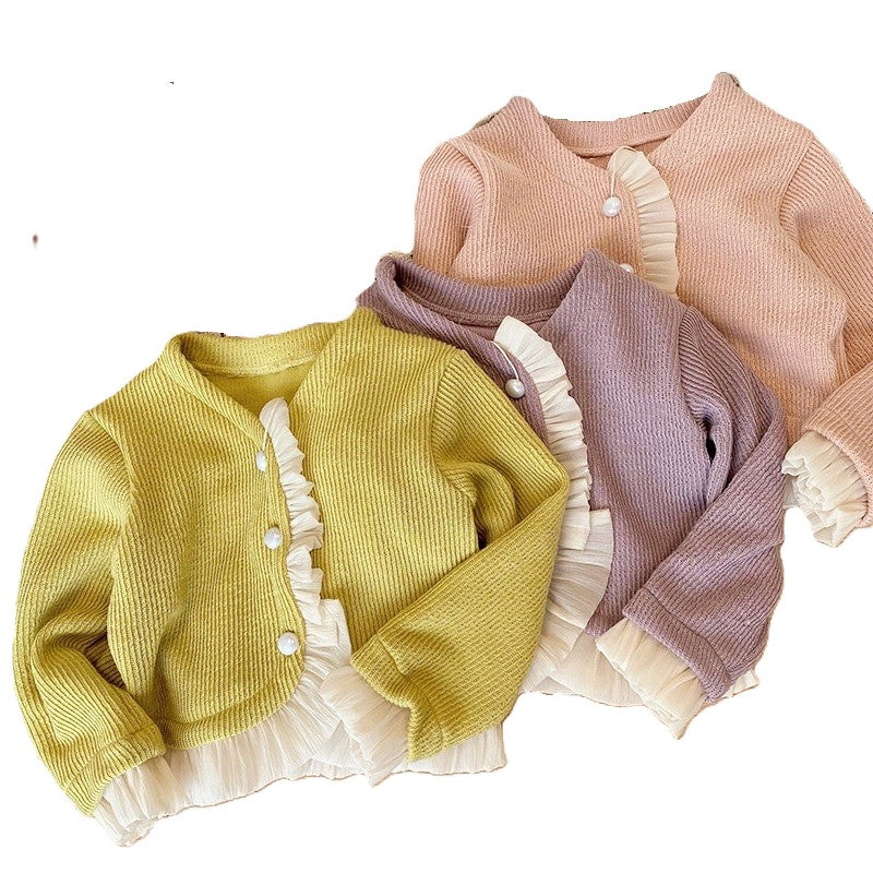 （In Production）Girls Fall&Winter Ruffle Sweater Cardigan