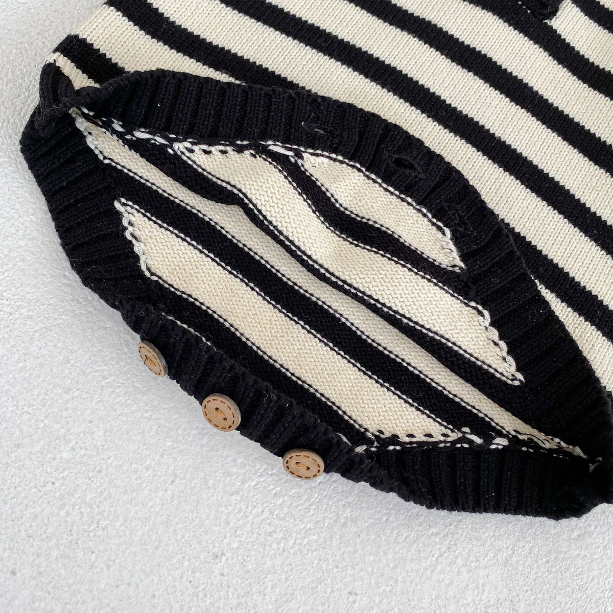 （Pre Order 2 Weeks）Toddler Kids Knitted Striped Hooded Sweater Romper