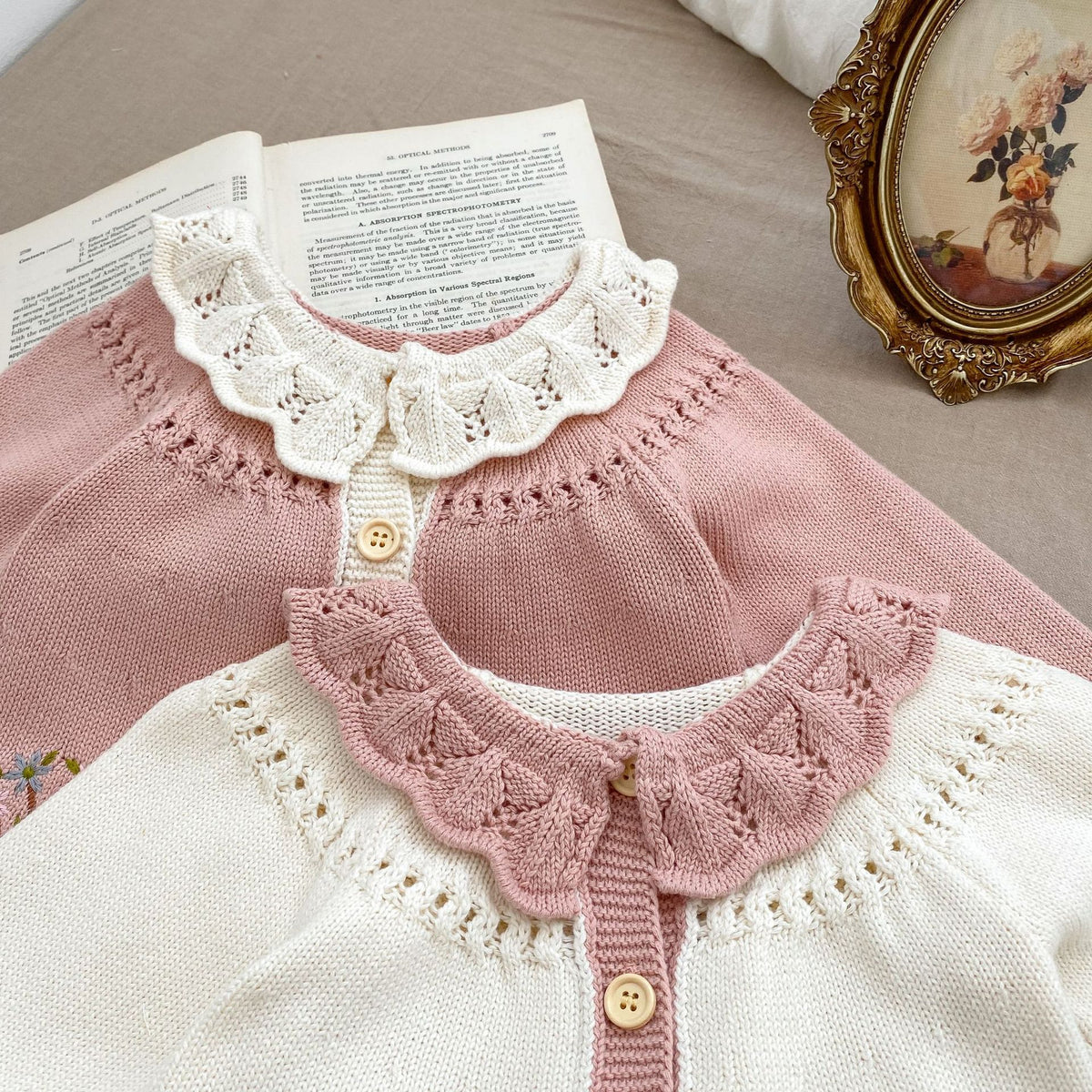 （Pre Order 2 Weeks）Girls Fall Floral Embroidery Sweater Cardigan