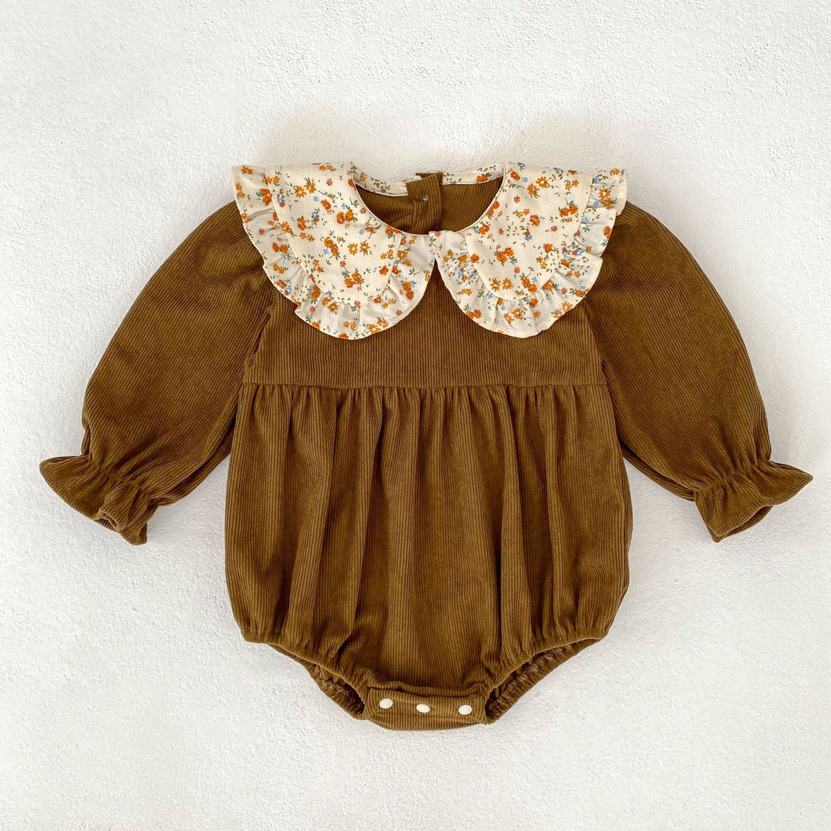 （Pre Order 2 Weeks）Sisters Fall Floral Print Collar Corduroy Dress&Romper