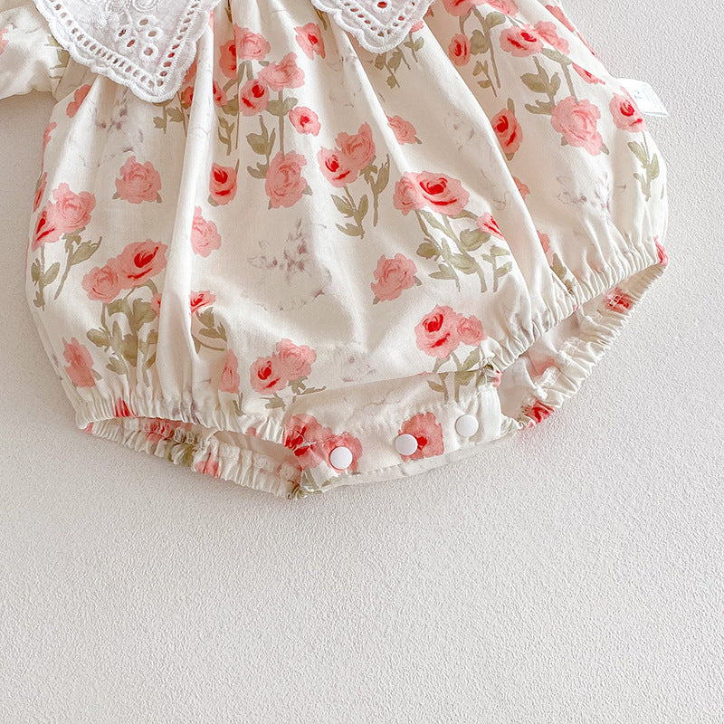 （In Production）Sisters Spring&Summer Coral Floral Print Dress,Romper