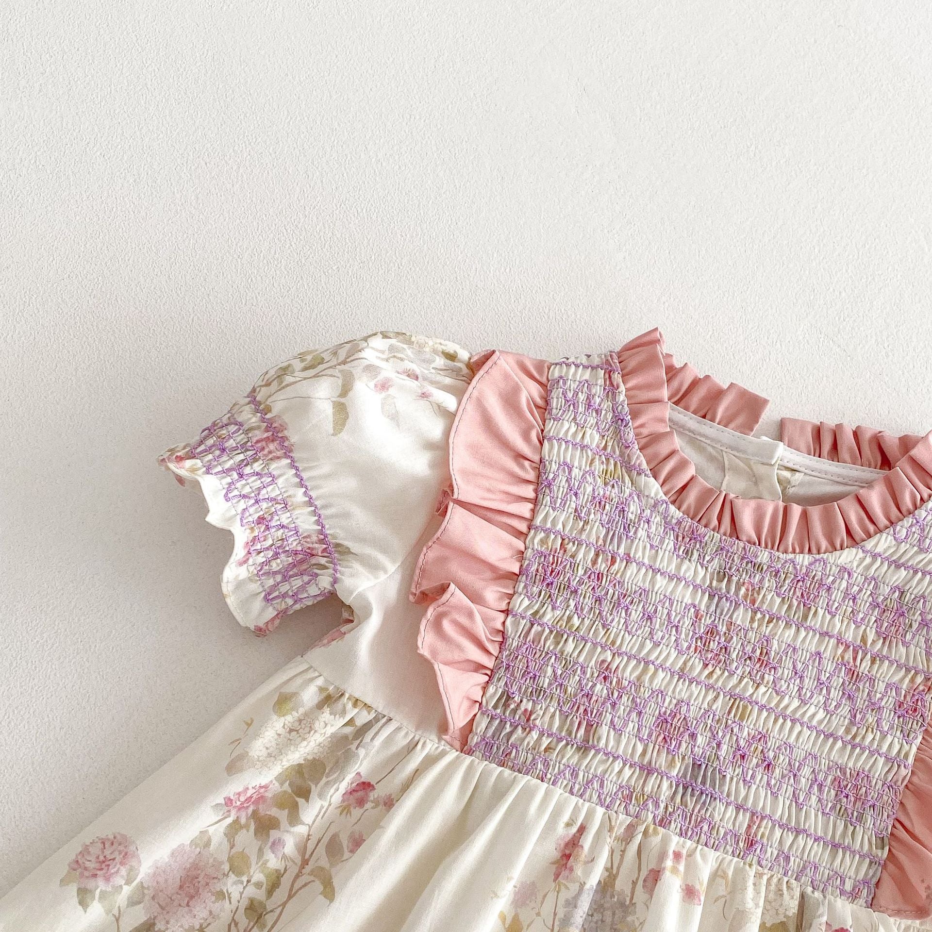 （Pre Order 2 Weeks）Girls Fall Floral Print Smocked Dress