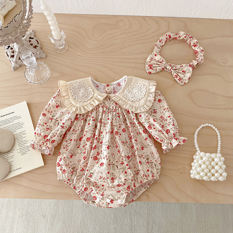 （In Production）Sisters Fall Floral Print Ruffle Dress&Romper