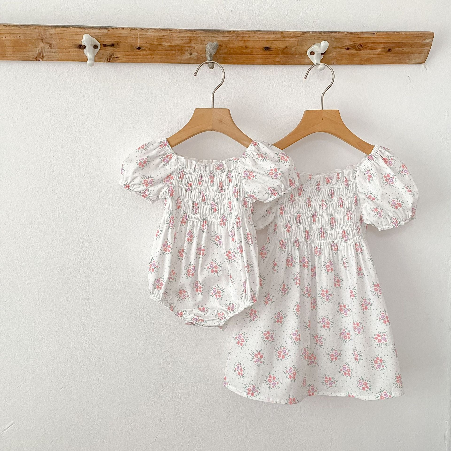 （Pre Order 2 Weeks）Sisters Floral Print Smocked Dress&Romper