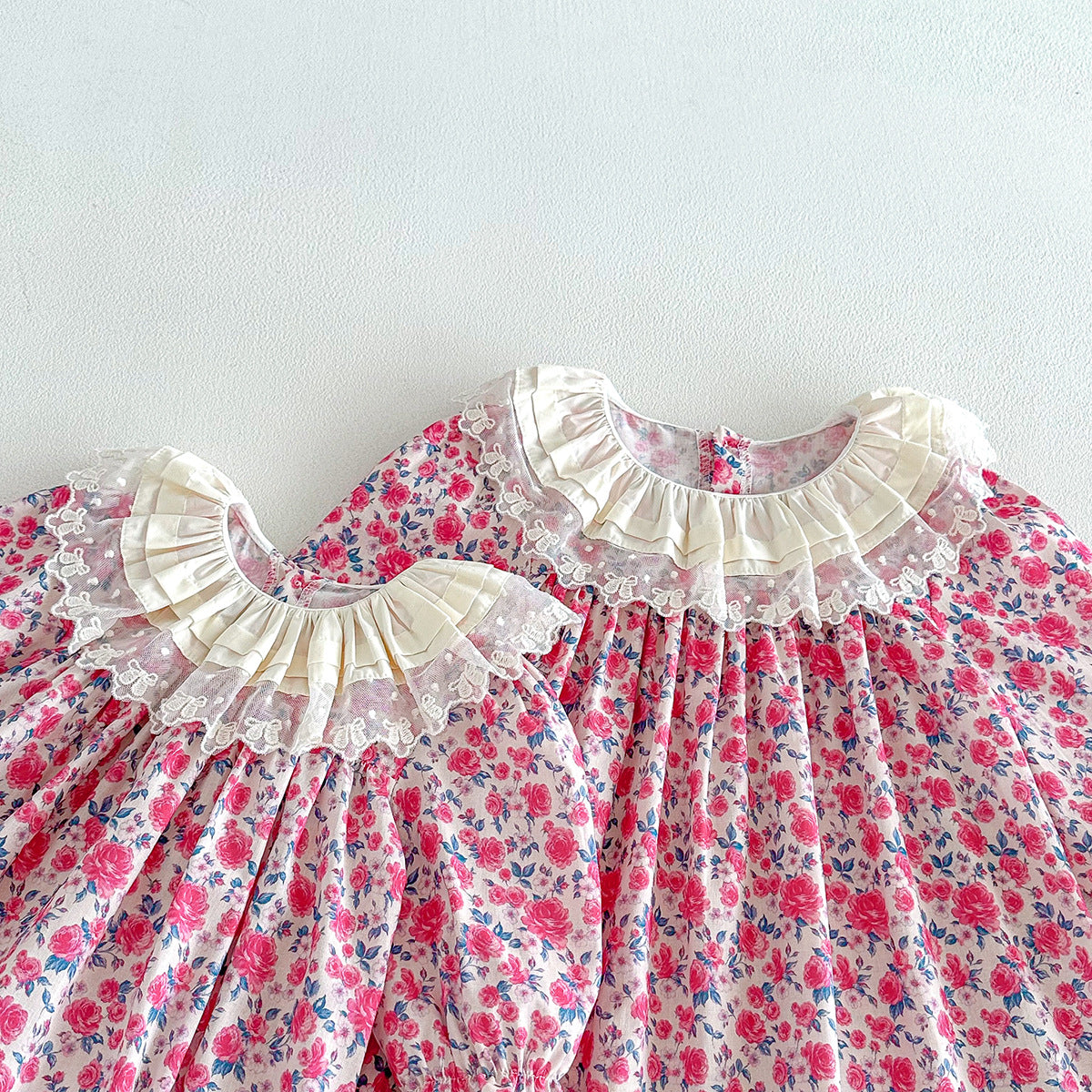 （Pre Order 2 Weeks）Sisters Fall Floral Lace Collar Dress&Romper