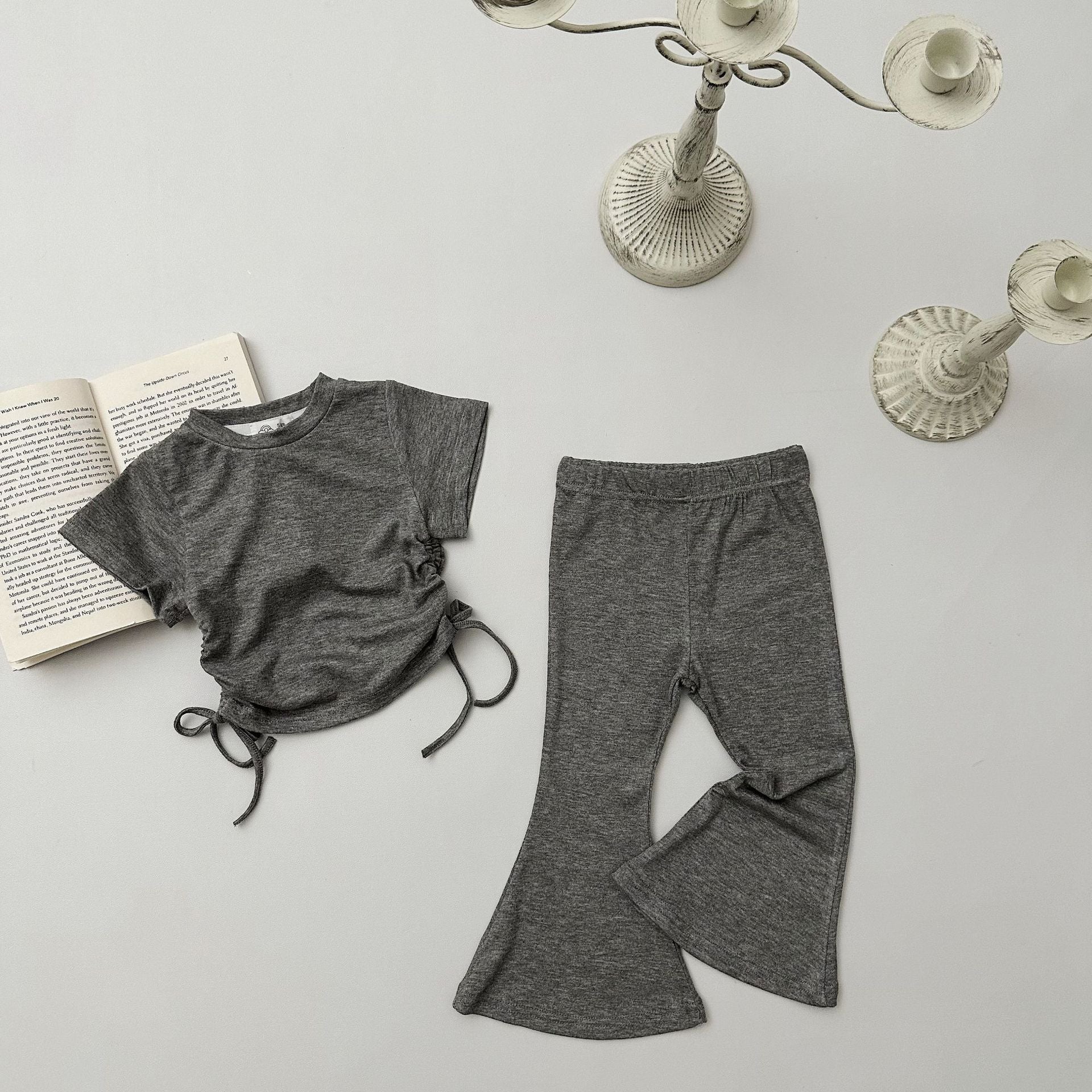 （In Production）Girls Spring&Summer Solid Color Outfit Set