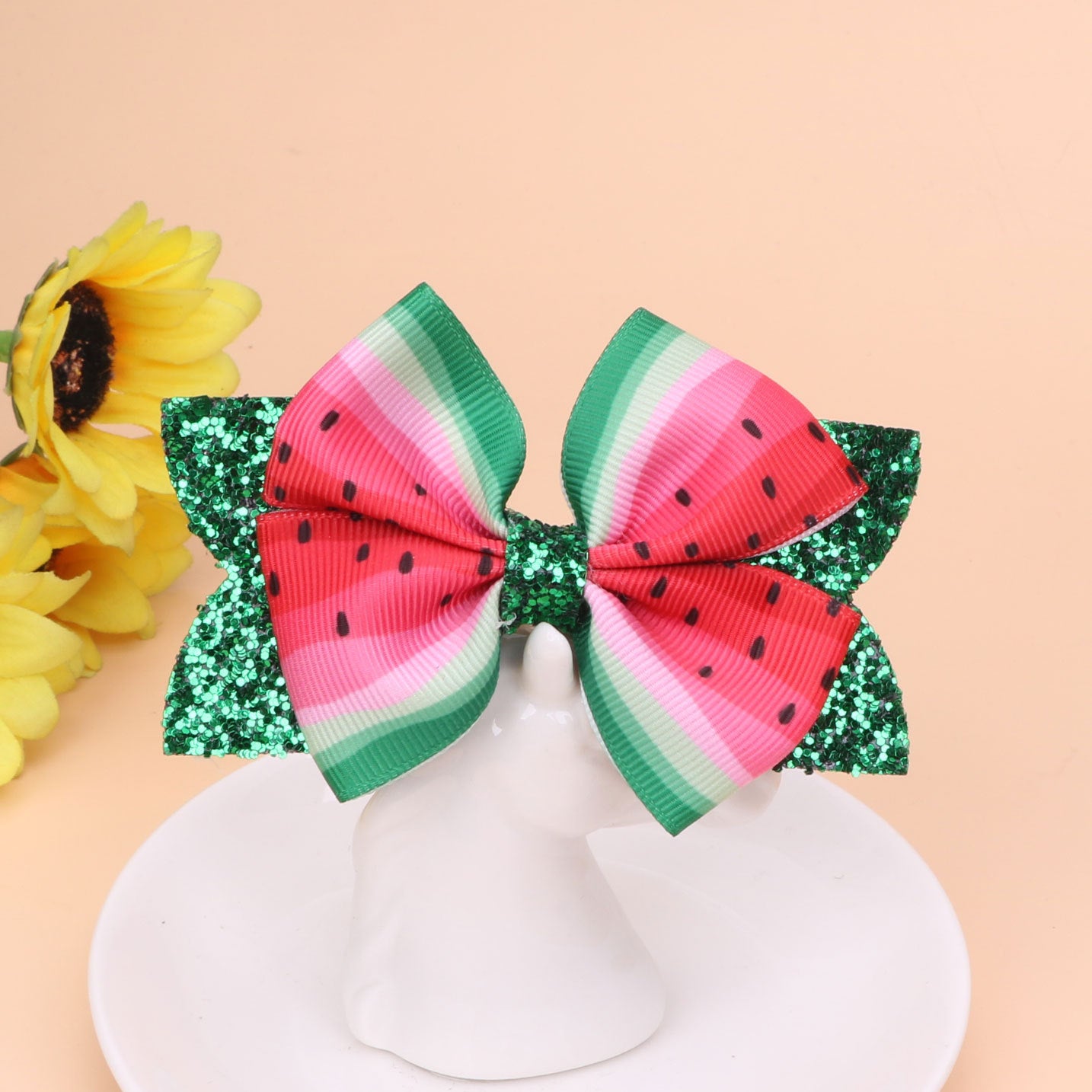 （Pre Order）Girls Summer Watermelon Glitter Hair Clip