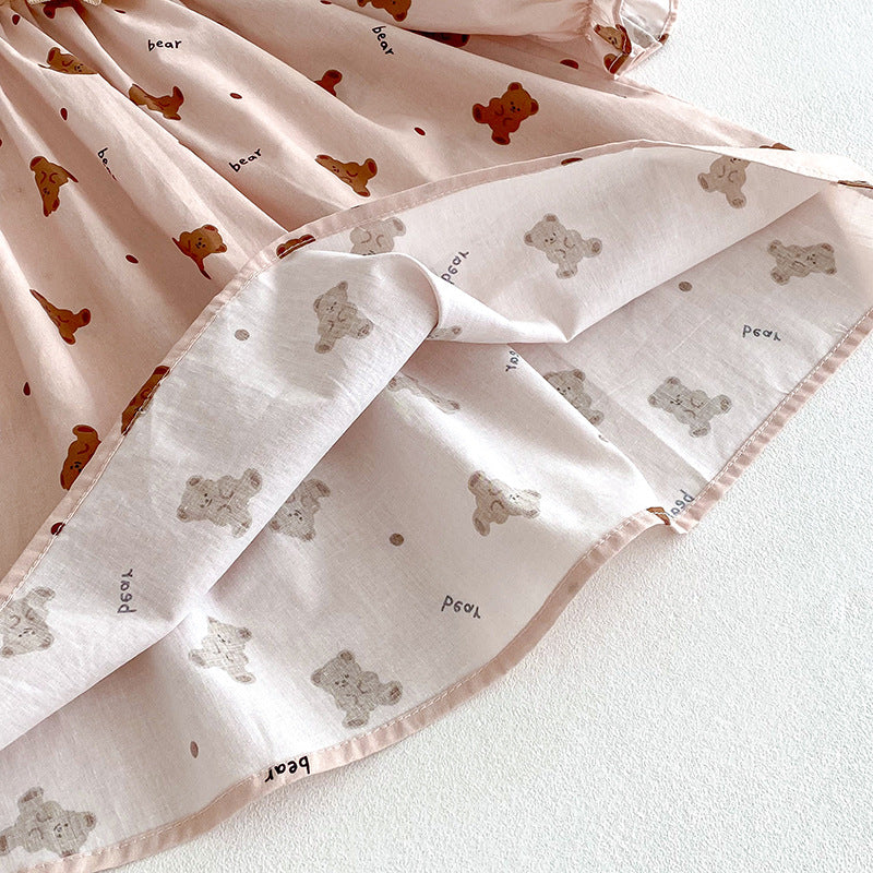 （Pre Order 2 Weeks）Sisters Fall Bear Print Collar Dress&Romper