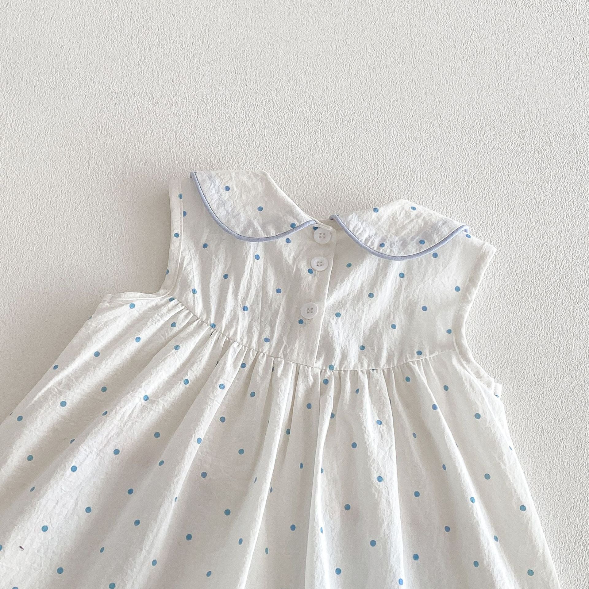 （Pre Order 2 Weeks）Girls Blue Dot Baby Collar Dress