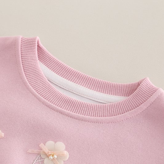 （In Production）Girls Fall&Winter Ballet Applique Ruffle Sweatshirt Suit