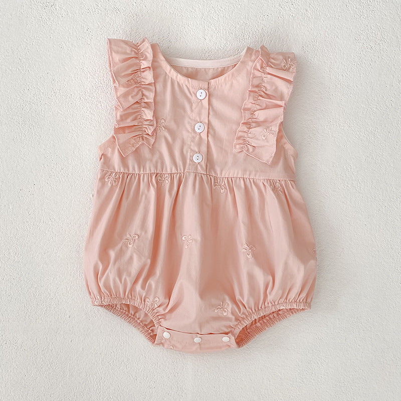 （In Production）Sisters Spring&Summer Bow Embroidery Cotton Dress,Romper