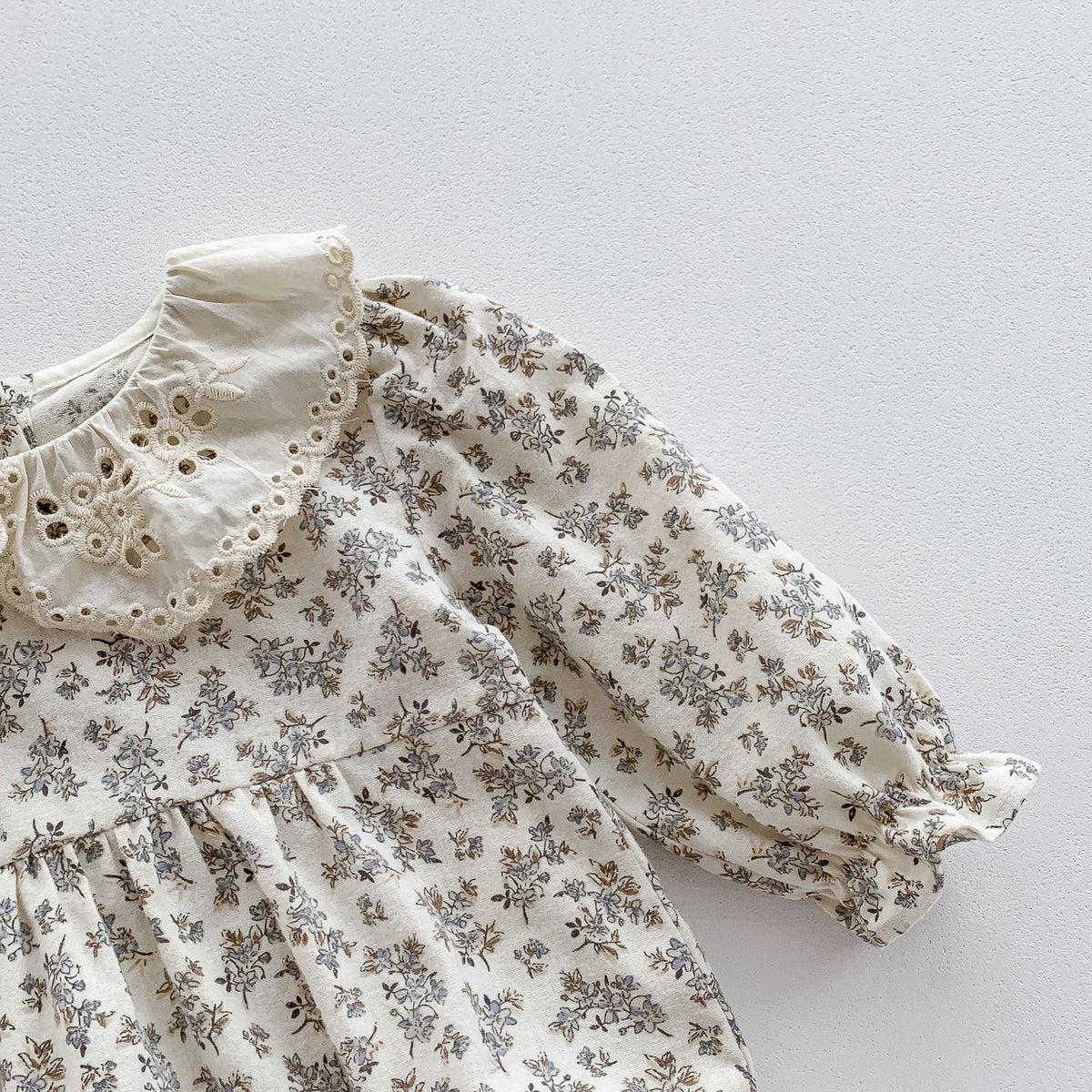 （Pre Order 2 Weeks）Toddler Girls Fall Floral Print Lace Collar Romper