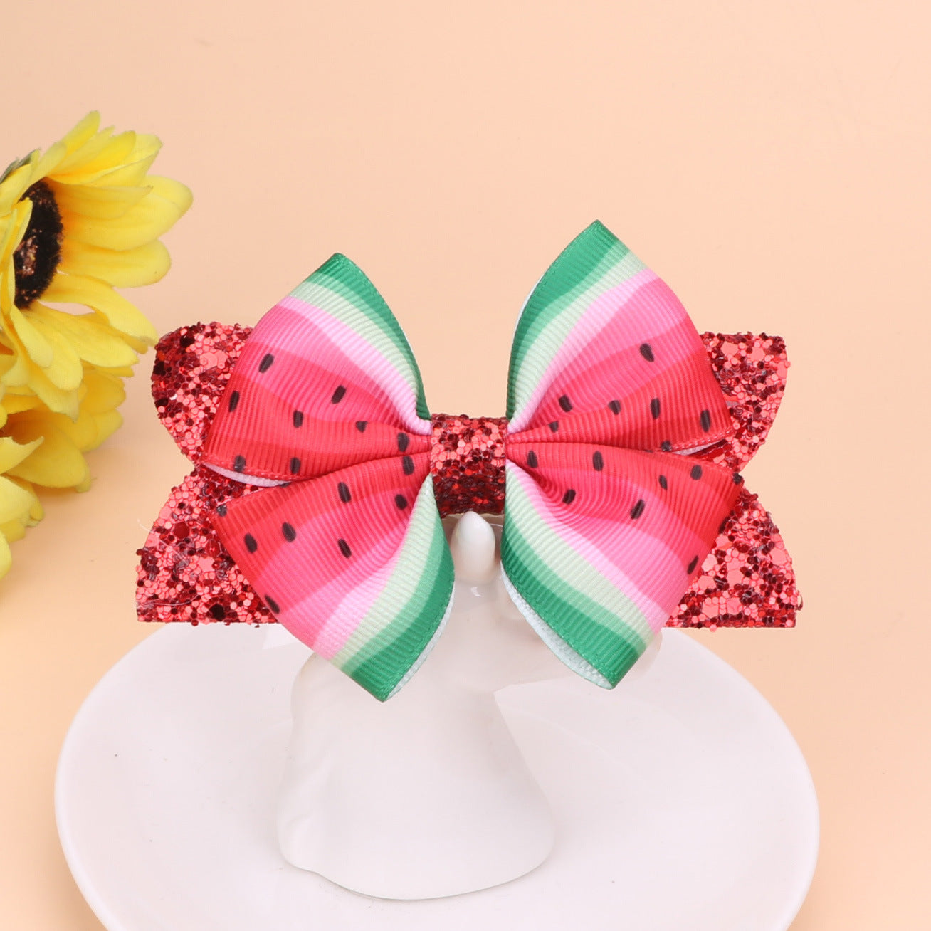 （Pre Order）Girls Summer Watermelon Glitter Hair Clip